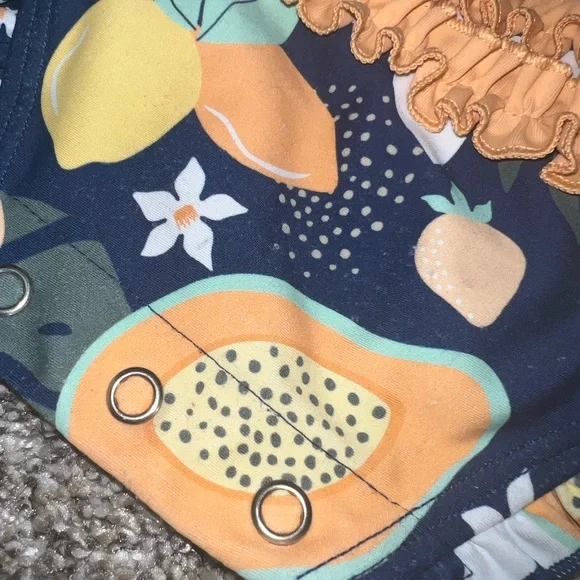 Ruffle Butts Floral Long Sleeve Toddler Ruffle Butts Swimsuit - Picture 3 of 3